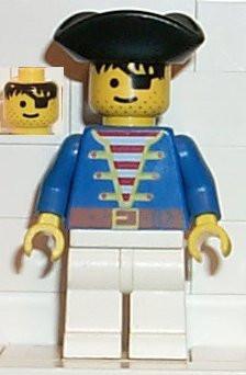 LEGO Minifigure-Pirate Blue Jacket White Legs, Black Pirate Triangle Hat-Pirates / Pirates I-PI006-Creative Brick Builders